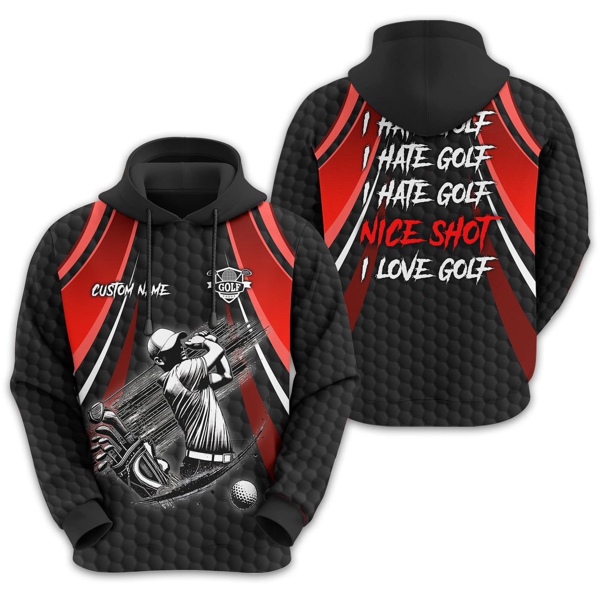 I Hate Golf Custom Men's Golf Polo Shirt, Funny Golf Shirt, Gift For Golfer