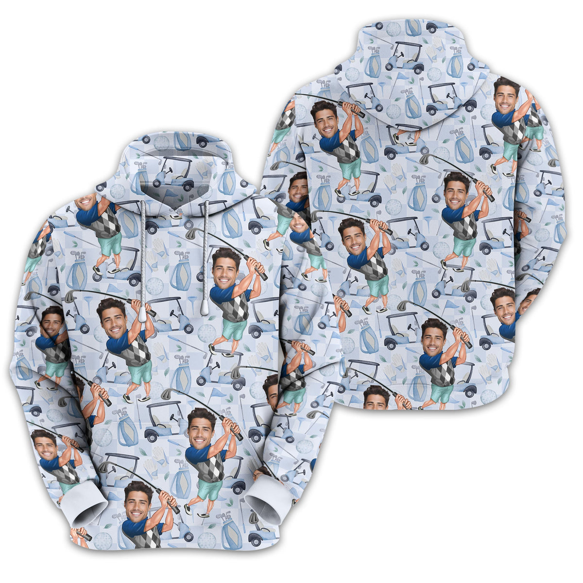 Custom Photo Funny Golf Polo Shirts With Faces, Hilarious Golf Shirts For Dad
