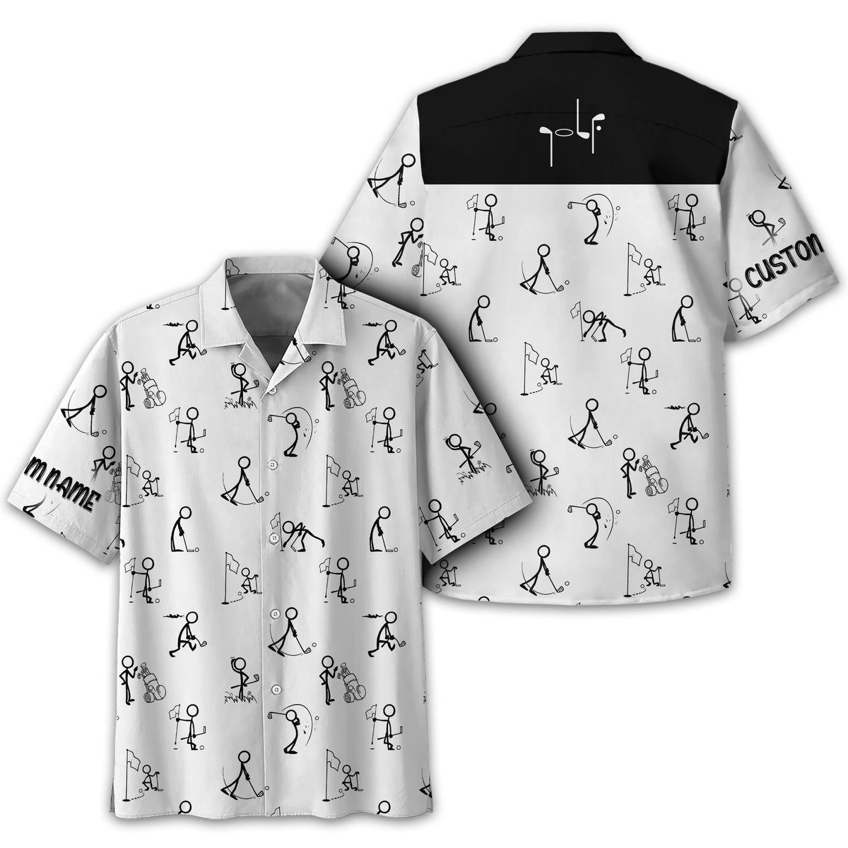 Funny Stick Figure Golf Polo Shirt, Gift For Golfers, Golf Gift For Men