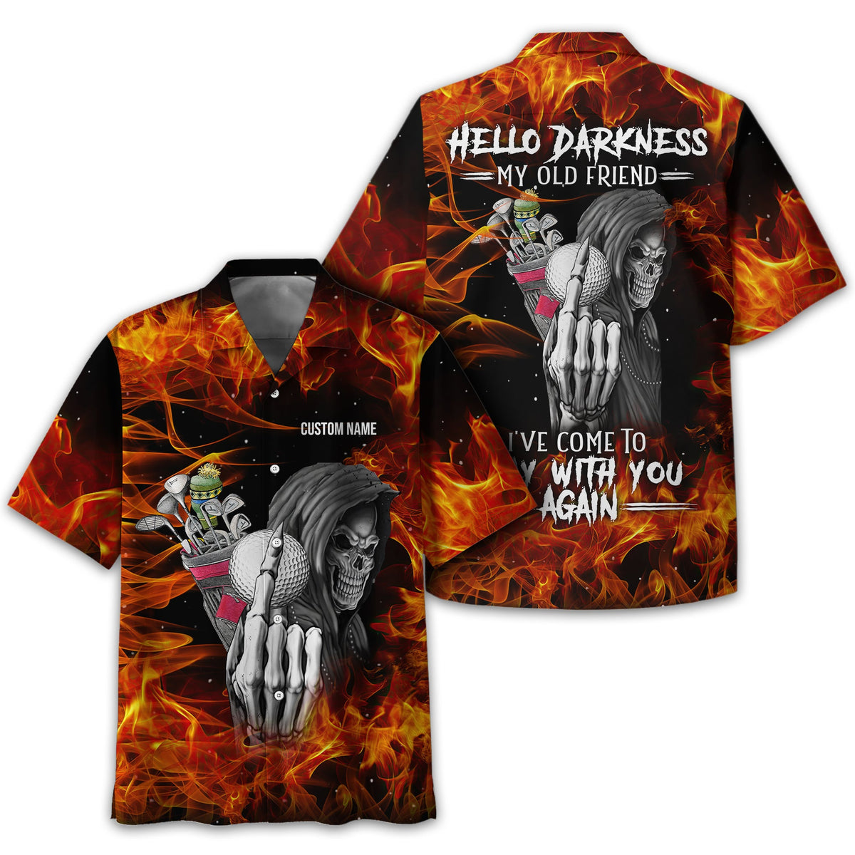 Hello Darkness My Old Friend Personalized Golf Polo Shirt, Golf Shirt For Men, Gift For Golfers