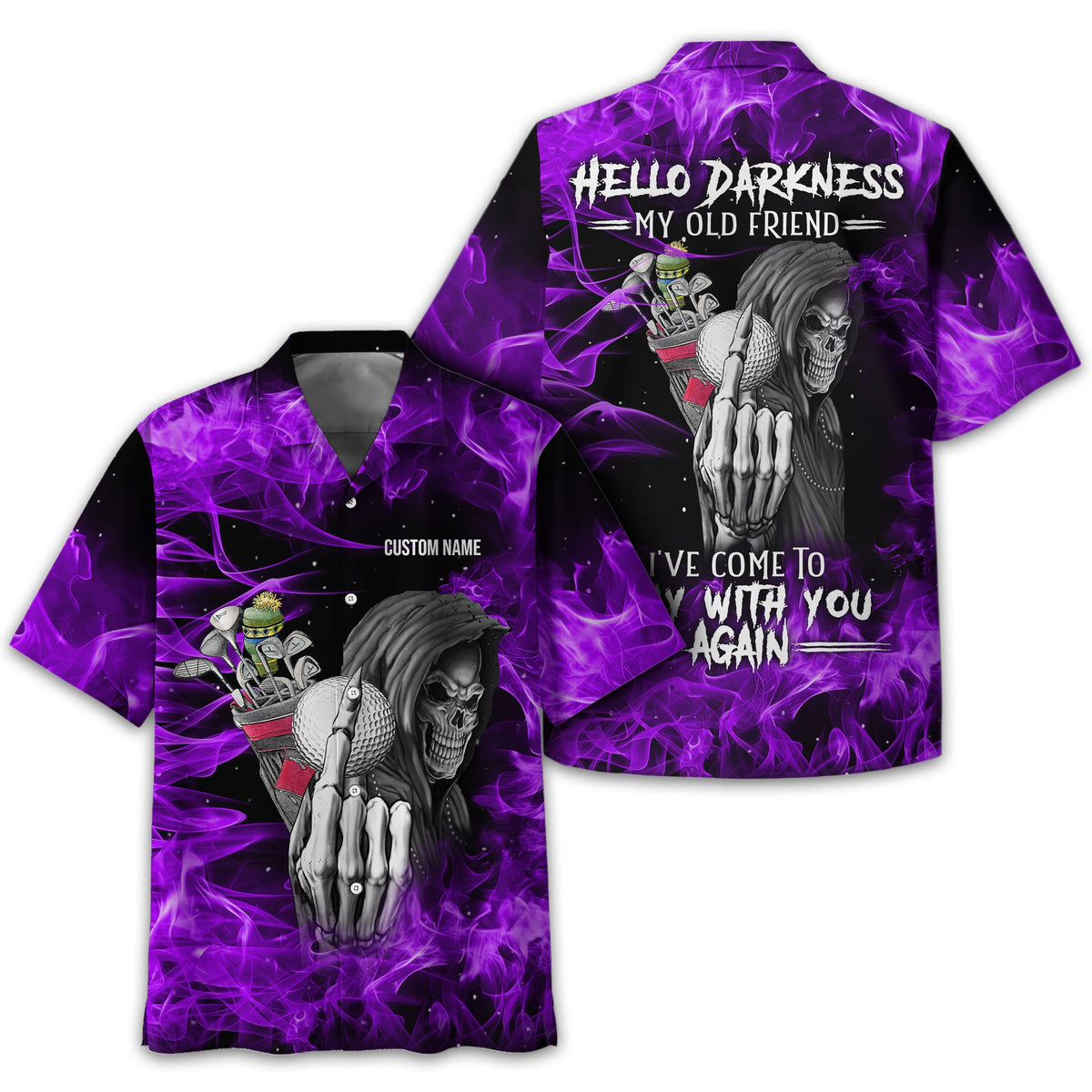 Hello Darkness My Old Friend Personalized Golf Polo Shirt, Golf Shirt For Men, Gift For Golfers