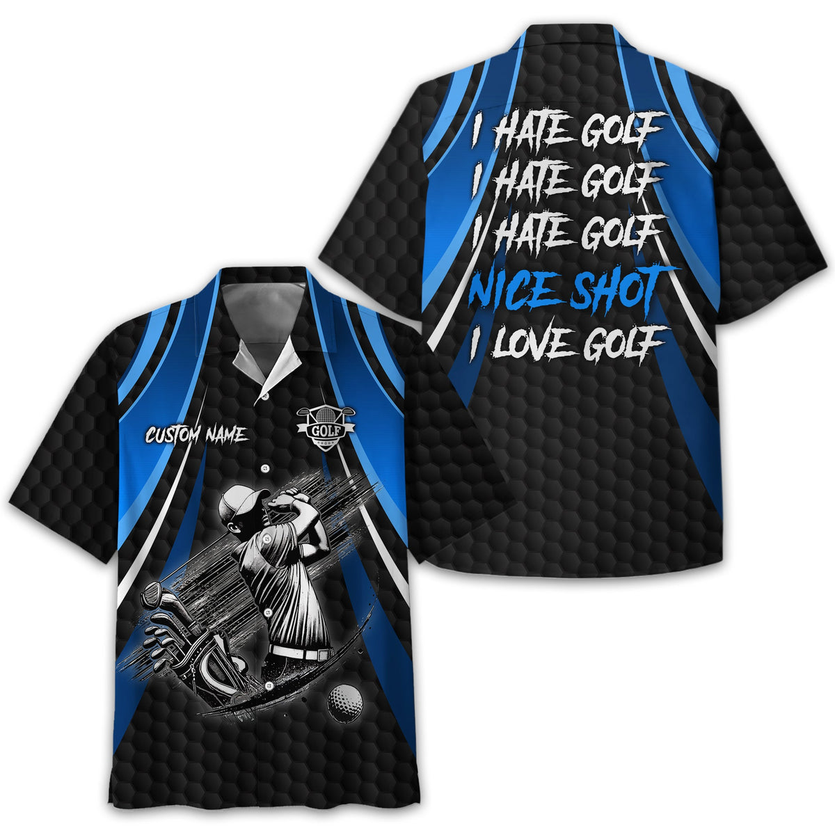 I Hate Golf Custom Men's Golf Polo Shirt, Funny Golf Shirt, Gift For Golfer
