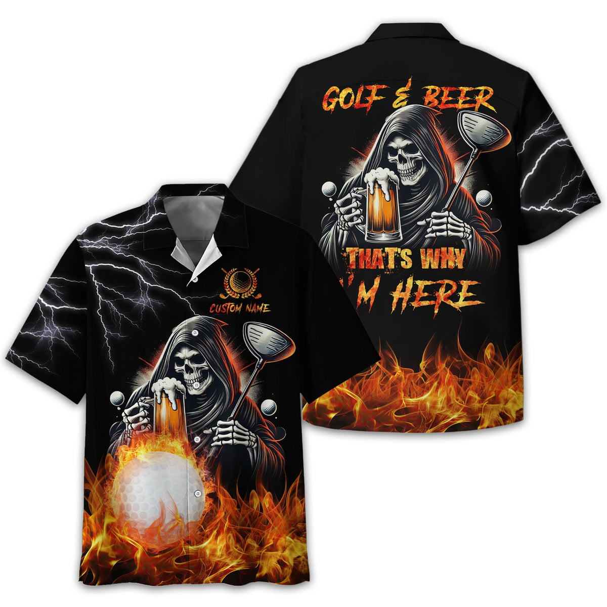 Golf & Beer Thats Why Im Here Custom Golf Shirt, Personalized Golf Shirt, Unique Gift For Golfer