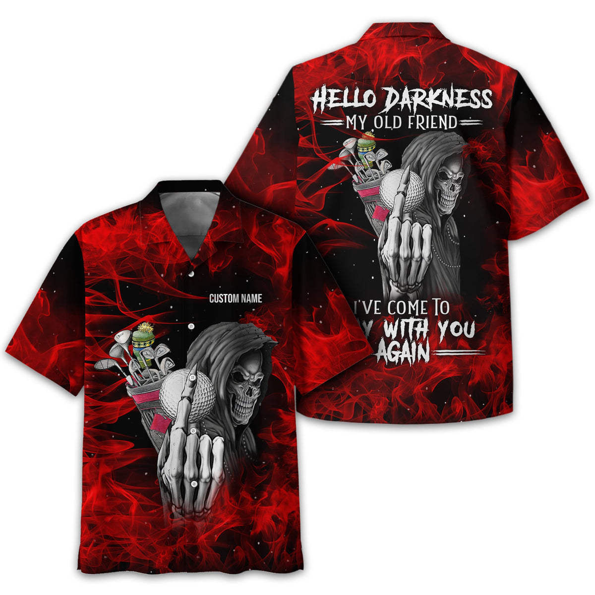 Hello Darkness My Old Friend Personalized Golf Polo Shirt, Golf Shirt For Men, Gift For Golfers