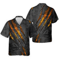 Yellow Claw Marks Hawaiian Golf Shirt, Scratch Print Men's Golf Shirt, Polo Shirts For Men
