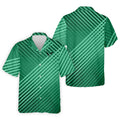 Green And White Striped Pattern Golf Tops For Men, Performance Golf Shirt, Polo Shirts For Men