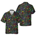 Neon Paint Splatter Pattern Hawaiian Golf Shirt, Golf Shirts For Men, Polo Shirts For Men