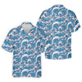 Blue Ocean Wave Pattern Golf Shirt, Hawaiian Golf Shirt, Mens Golf Shirts, Golf Apparel For Men