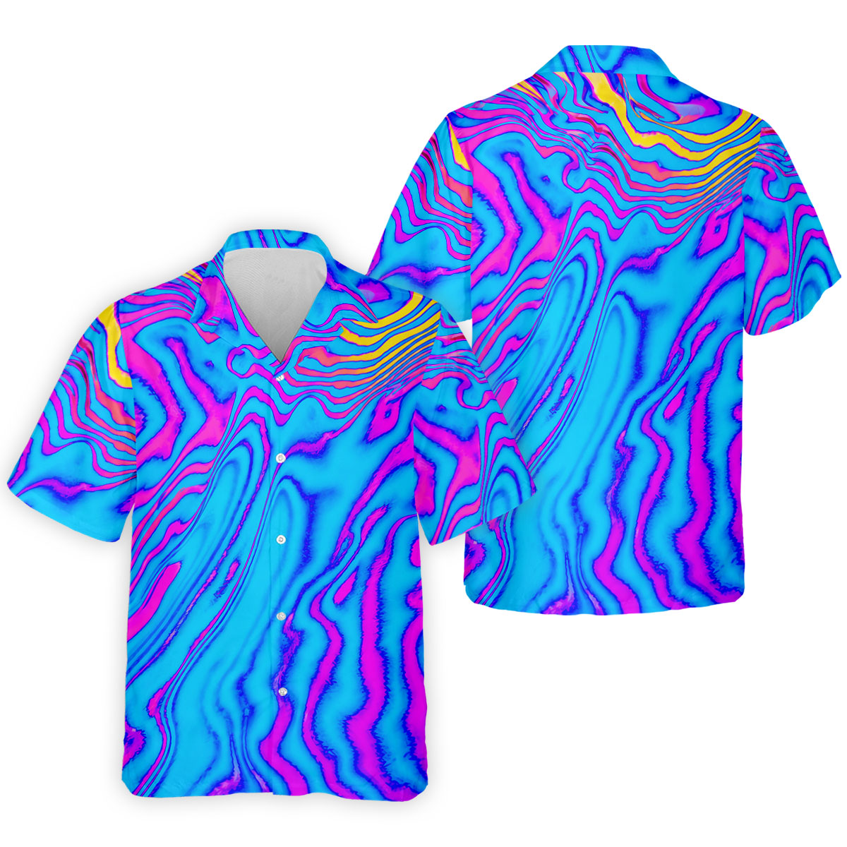 Neon Psychedelic Zebra Pattern Vintage Hawaiian Golf Shirt, Men's Golf Shirt, Polo Shirts For Men