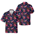 Dark Tropical Pink Flamingo Pattern Golf Shirt, Mens Polo Shirts, Hawaiian Golf Shirt, Printed Golf Shirts