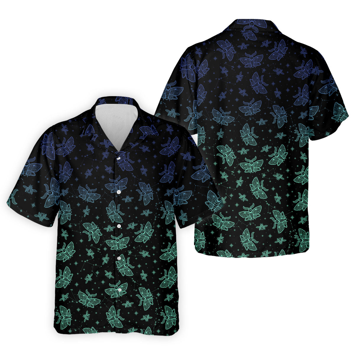 Celestial Moth Hawaiian Golf Shirt, Retro Golf Shirt, Halloween Golf Shirt, Polo Shirts For Men