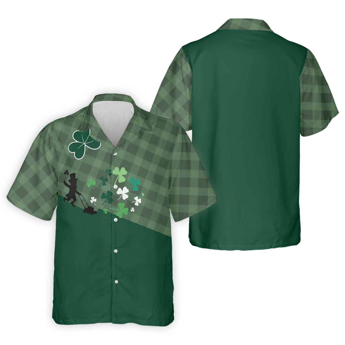 Green Checkered Leprechaun Shamrock St Patrick's Day Golf Shirt, Performance Golf Shirt, Polo Shirts For Men
