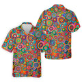 Colorful Abstract Circle Pattern Polo Shirt, Printed Golf Shirts, Hawaiian Golf Shirt, Mens Polo Shirts