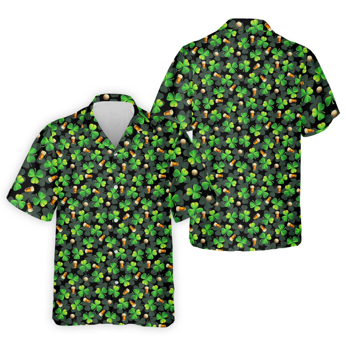 St Patrick's Day Beer Golf Ball Pattern Shamrock Golf Shirt, Polo Shirts For Men, Golf Shirts For Men