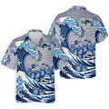 Japanese Wave Cat Hawaiian Golf Shirt, Golf Shirts For Men, Mens Golf Apparel