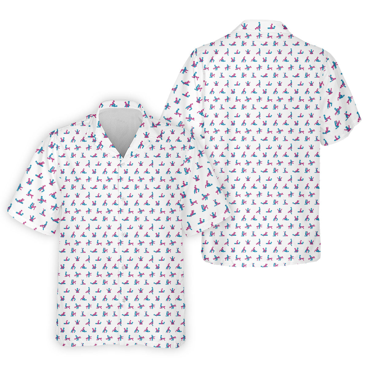 Blue And Pink Naughty Stick People White Golf Shirt, Polo Shirts For Men, Golf Gift For Men