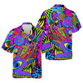 Neon Psychedelic Abstract Eye Pattern Golf Shirt, Mens Golf Polo, Printed Golf Shirts, Golf Polo Shirts For Men