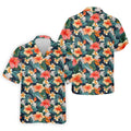 Large Hibiscus Flowers Tropical Vibe Golf Tops For Men, Hawaiian Golf Shirts, Polo Shirts For Men
