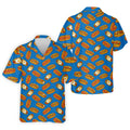 Blue Hot Dog And Fried Egg Pattern Golf Shirt, Hawaiian Golf Shirt, Mens Golf Shirts, Golf Apparel For Men