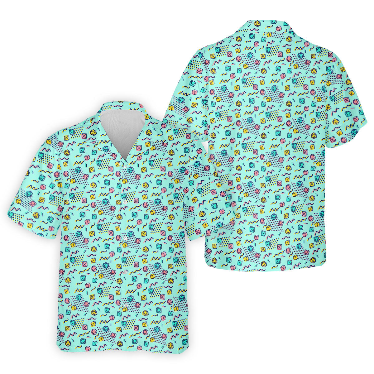 90s Dice Memphis Style Light Mint Green Cute Golf Shirt, Polo Shirts For Men, Golf Shirts For Men