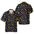 Accept Teach Understand Love Autism Awareness Colorful Handprint Black Golf Shirt, Golf Shirts For Men