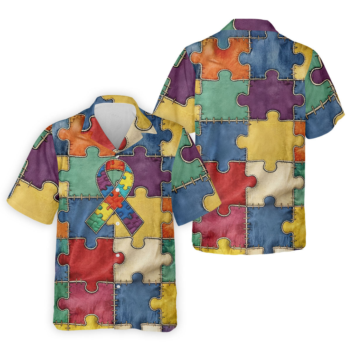 Men's Autism Awareness Print Short Sleeves t-shirt, Autism Awareness Shirt, Autistic Gifts For Adults