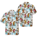 Bigfoot With Flamingo Float And Guitar Tropical Pattern Hawaiian Golf Polo, Golf Gift For Men, Golfing Apparel