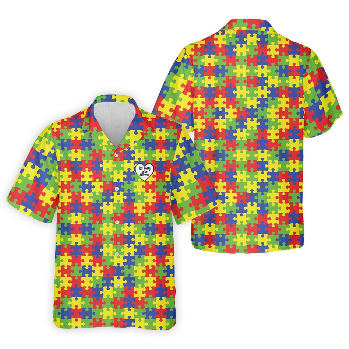 It's Okay To Be Different Autism Puzzle Golf Tops For Men, Autism Awareness Colors Golf Shirts For Men