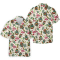 Tiki Masks, Flamingo and Island Paradise Pattern Design Hawaiian Golf Polo, Golf Tops For Men, Golfing Apparel
