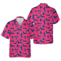 Funny Dachshund Pink And Navy Cute Golf Shirt, Men's Funny Golf Shirts, Golf Shirts For Men