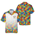 In A World Where You Can Be Anything Be Kind Autism Awareness Puzzle Pattern White Fade Golf Shirts For Men
