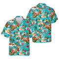 Men's Funny Surfing Santa Hawaiian Golf Shirt, Christmas Golf Shirt, Fun Golf Polo For Men