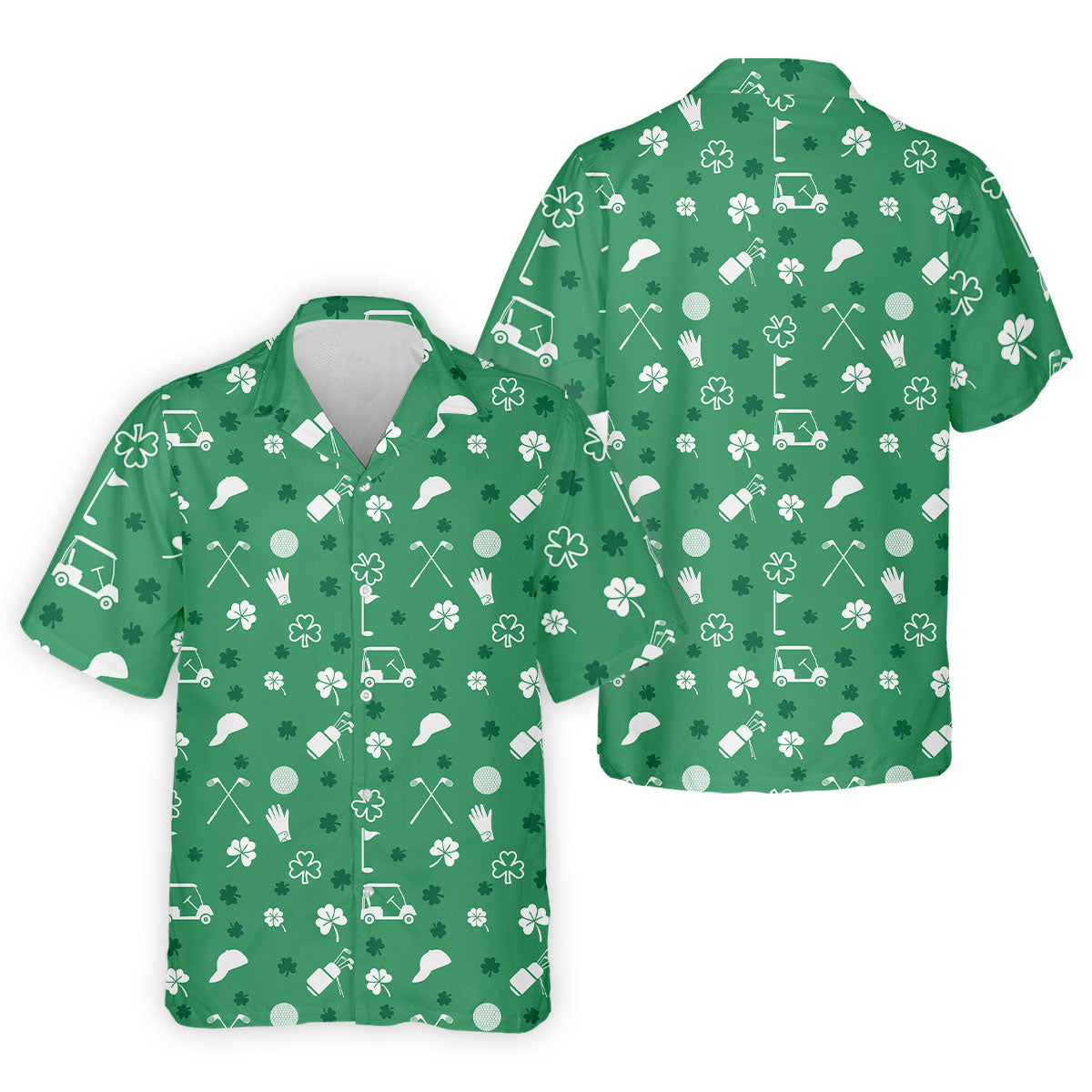 Golf Items Seamless Pattern St. Patrick’s Day Shamrock Golf Shirt, Polo Shirts For Men, Golf Shirts For Men