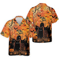 Spooky Black Cat Halloween Golf Polo Shirt, Men's Golf Shirts, Hawaiian Golf Shirt