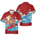 Men's Funny Santa Surfing Men's Golf Polo, Christmas Golf Shirt, Golf Apparel For Men