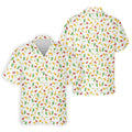 Tropical Vibe Hawaiian Pattern White Golf Shirt, Golf Tops For Men, Golf Gift For Men