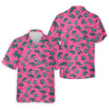 Alligator Pattern Golf Shirt, Pink Gator Print Men's Golf Polo, Polo Shirts For Men