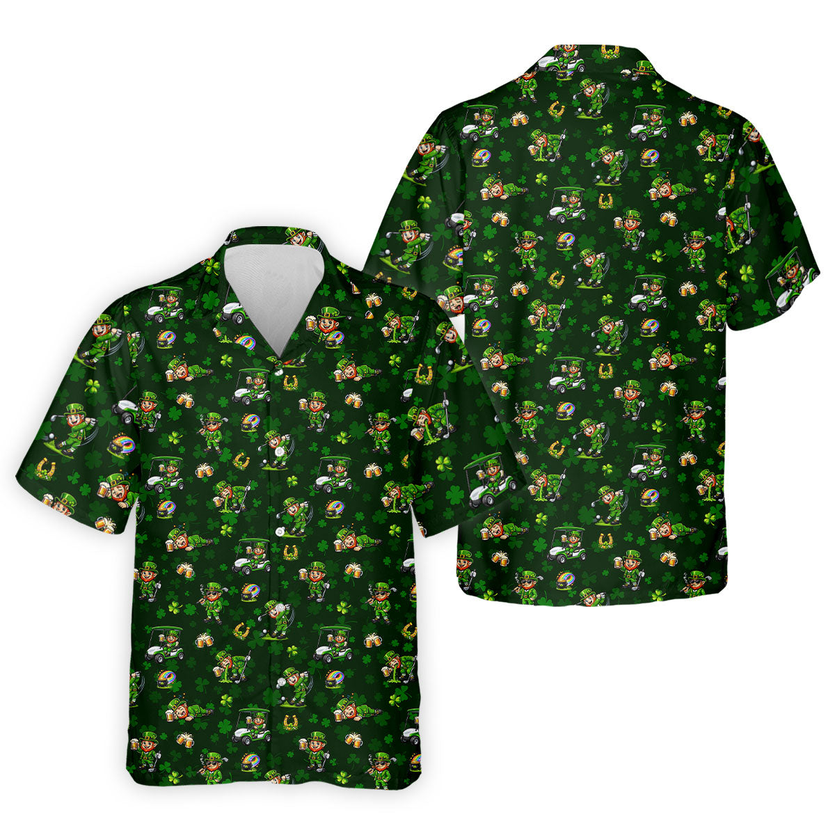 St Patrick's Day Golf Leprechaun Pose Shamrock Golf Shirt, Fun Golf Shirts For Men, Polo For Men