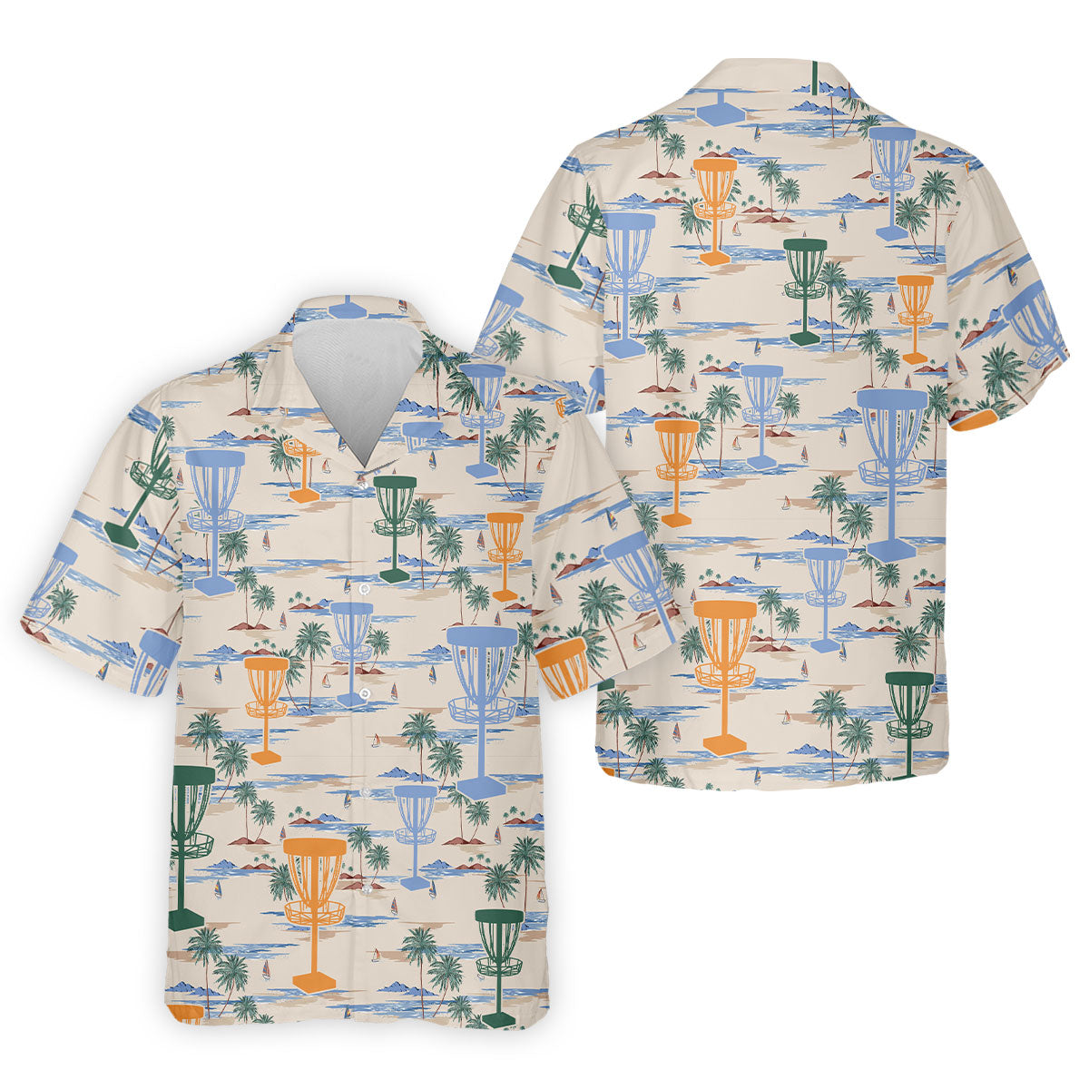 Beach Disc Golf Basket Pattern Polo Shirt, Hawaiian Golf Shirt, Golf Polo Shirts For Men