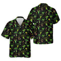 Mushroom And Skull Neon Pattern Hawaiian Golf Shirt, Men's Funny Golf Shirts