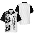 Golf Skeleton Splatter Effect Argyle Pattern Golf Tops For Men, Father's Day Golf Gift