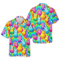 Colorful Easter Peeps Rainbow Pattern Golf Shirts For Men, Cute Golf Outfit, Polo Shirts For Men