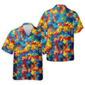 Autism Awareness Rainbow Gradient Puzzle Pattern Golf Tops For Men, Men's Golf Shirt, Polo Shirts For Men