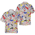 Funny Colorful Adult Doodle Pattern Polo Shirt, Mens Golf Polo, Golf Shirts For Men