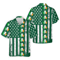 Irish Shamrock Vertical Stripes St Patrick's Day Golf Shirt, Polo Shirts For Men, Golf Shirts For Men