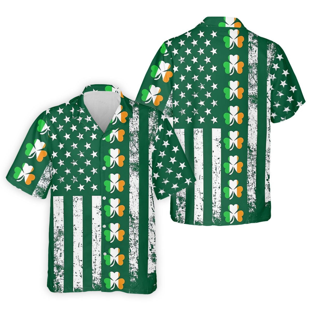 Irish Shamrock Vertical Stripes St Patrick's Day Golf Shirt, Polo Shirts For Men, Golf Shirts For Men