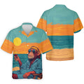Monkey Gentleman Sunset Coast Hawaiian Golf Shirt, Men's Golf Shirt, Polo Shirts For Men