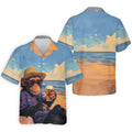 Beach Monkey Sky Sand Hawaiian Golf Polo, Golf Tops For Men, Golfing Apparel