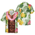 Tan Skin Tropical Muscle Chest Hawaiian Golf Polo Shirt, Golf Apparel For Men, Printed Golf Shirts