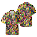 Psychedelic Bigfoot Cannabis Leaf Hawaiian Polo Shirt, Mens Golf Shirts, Golf Apparel For Men